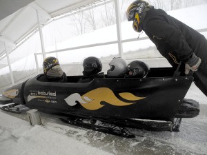 At Lake Placid, New York's  Bobsled Experience, ride with a driver and a pusher down the same track that is used in international competition © 2013 Karen Rubin/news-photos-features.com 