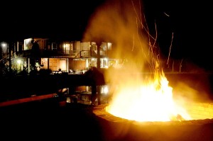 A firepit lights the night on Eagle Island © 2015 Karen Rubin/news-photos-features.com