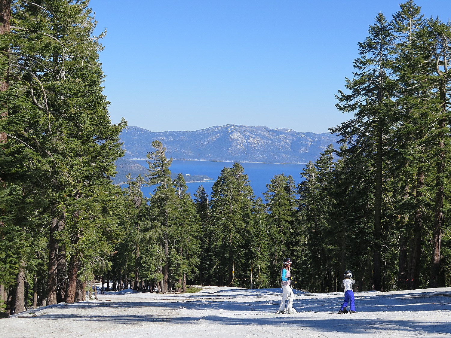 The stunning view of Lake Tahoe from East Ridge trail at Northstar California. The snow conditions were remarkable even at the end of the season, despite California's drought and warm temps. © 2015 Karen Rubin/news-photos-features.com
