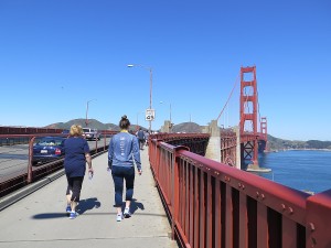 It's fairly slow going on the path over the Golden Gate Bridge, but that's okay © 2015 Karen Rubin/news-photos-features.com