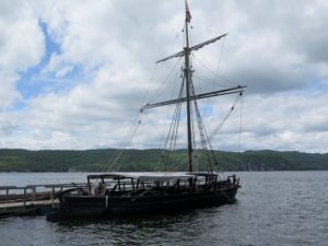 A replica of the Revolutionary War era gunboat, Philadelphia, is on view at Lake Champlain Maritime Museum. The boat was built here at the museum; the original is in the Smithsonian © 2016 Karen Rubin/news-photos-features.com