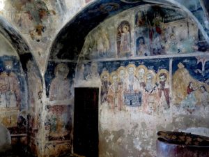 Magnificent frescoes inside St. Naum church date back 500 years © 2016 Karen Rubin/goingplacesfarandnear.com