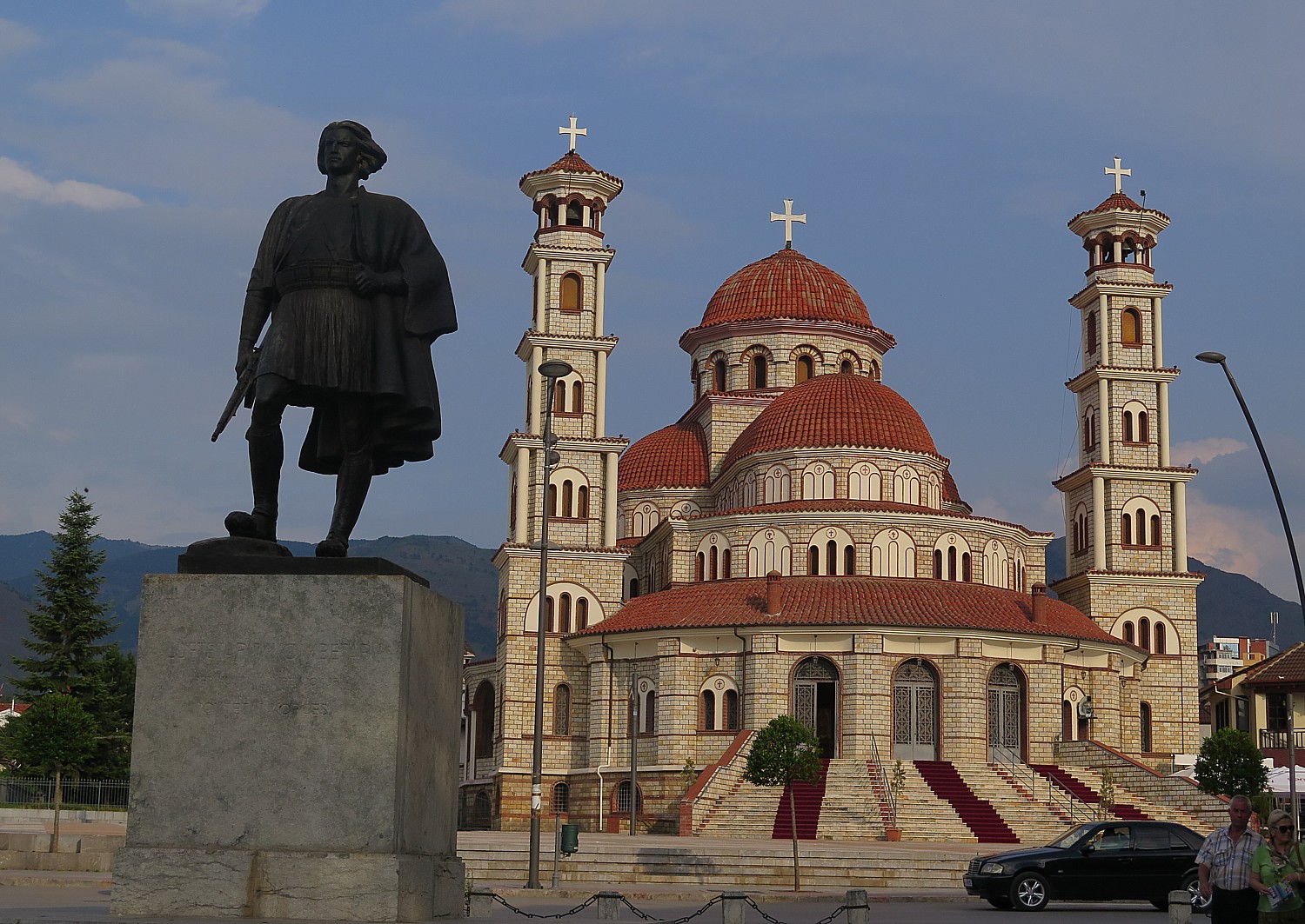 “National Hero” Monument with Resurrection Orthodox Cathedral in the heart of Korca 247 © 2016 Karen Rubin/goingplacesfarandnear.com