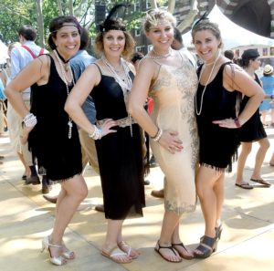 The Sokol Sisters –Evita, Stephanie, Katie and Ashley, from New York City get into the spirit of the Jazz Age Lawn Party © 2016 Karen Rubin/news-photos-features.com