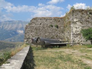 US plane on display at Gjirokaster  Castle military museum © 2016 Karen Rubin/goingplacesfarandnear.com