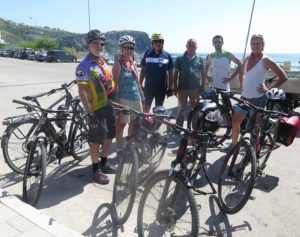 Our Biketours.com group says goodbye to Bato, the van driver, and our bikes at the end of the cycling portion of our Albania trip © 2016 Karen Rubin/goingplacesfarandnear.com