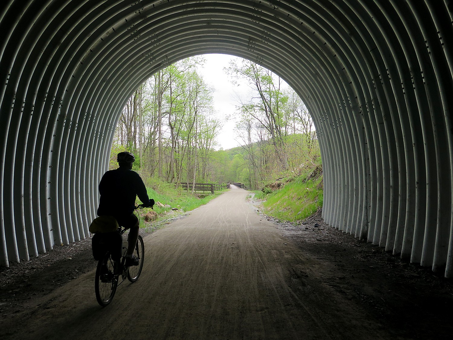 A highlight of this section of the Great Allegheny Passage ride is going through the Pinkerton Tunnel, only recently rebuilt and reopened © 2016 Karen Rubin/goingplacesfarandnear.com