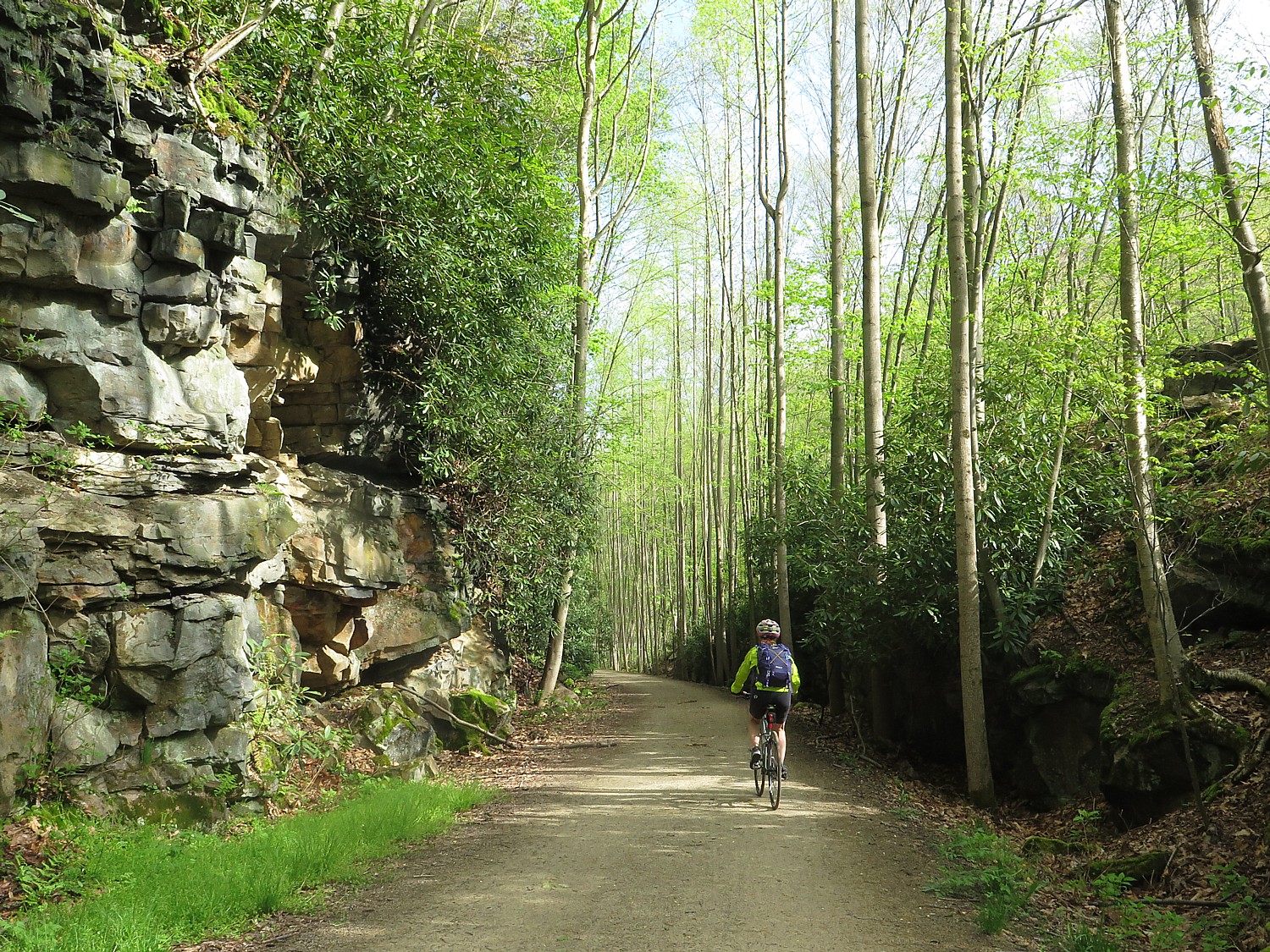 Biking the Great Allegheny Passage rail-trail, Confluence to Adelaide, PA on Rails-to-Trails’ spring sojourn © 2016 Karen Rubin/goingplacesfarandnear.com.