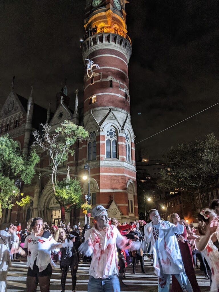 The Park Rangers are the only uniforms allowed in a small parade going down  W4th Street as thousands celebrate Gay Pride in New York City on June 27,  2021. With many New